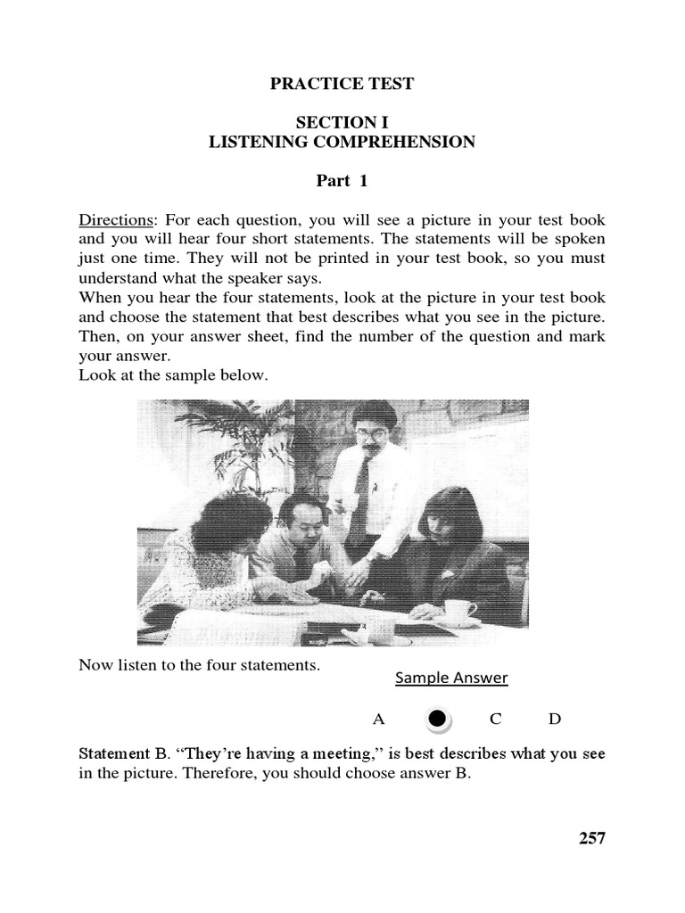 Practice Test Section I Listening Comprehension | PDF | Employment ...