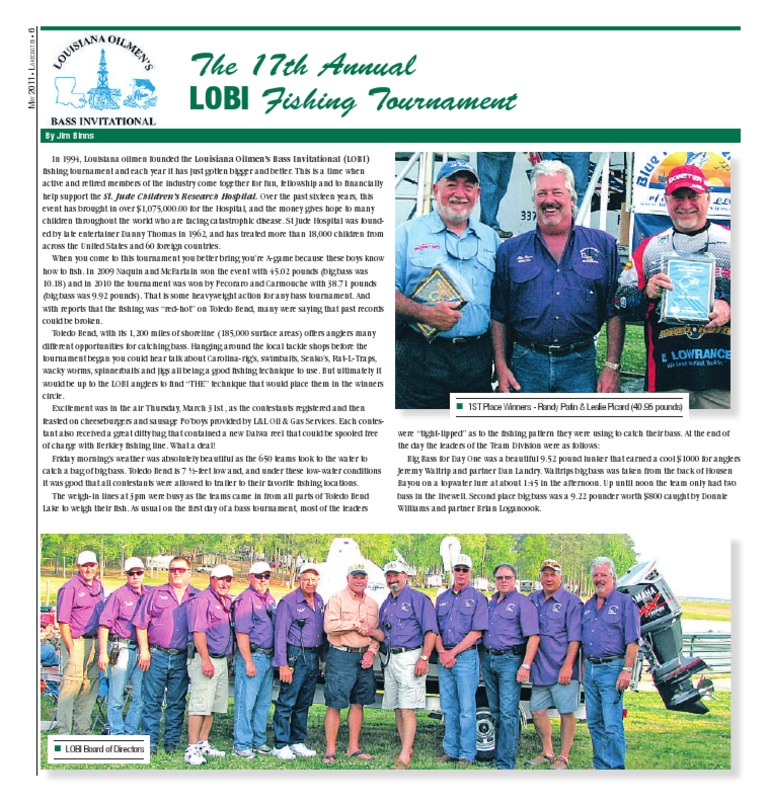 17th Annual LOBI Bass Tournament | PDF | Hunting | Blood Sports