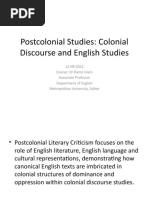 Colonial Discourse and English Studies