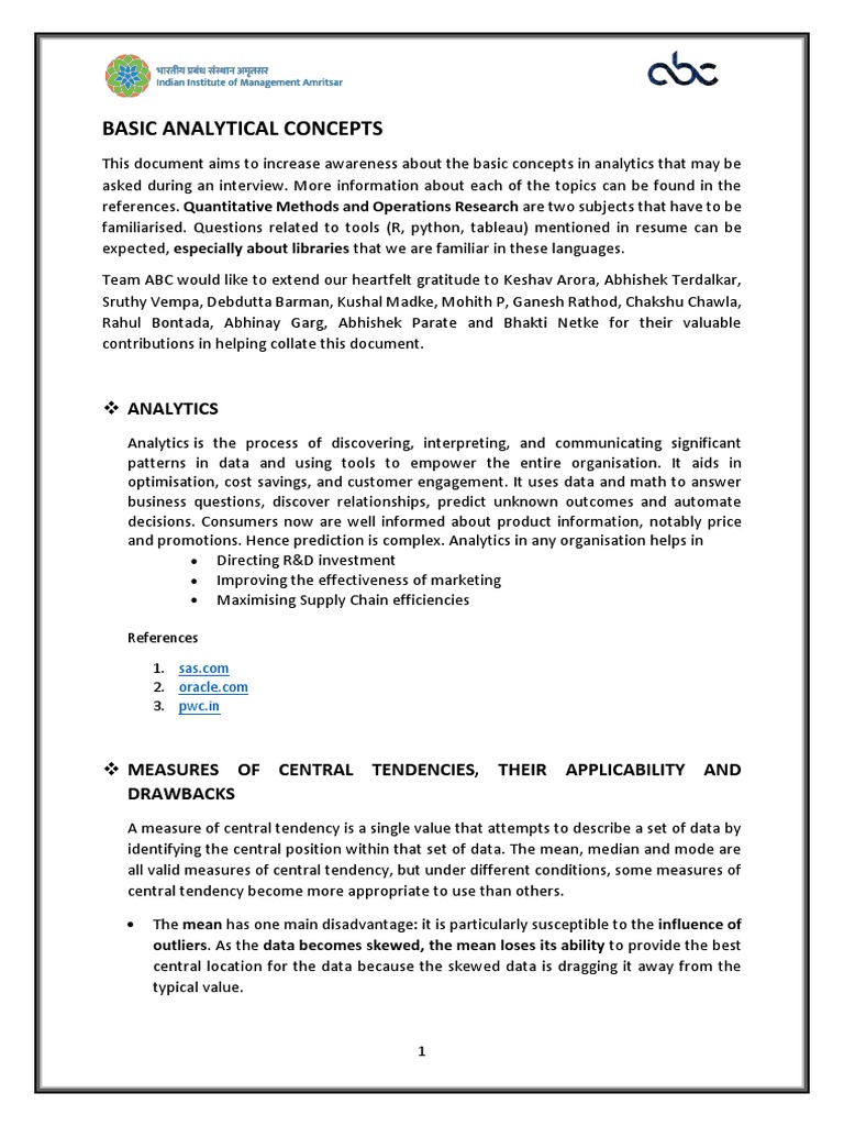 Basic Analytical Concepts | PDF | Coefficient Of Determination ...