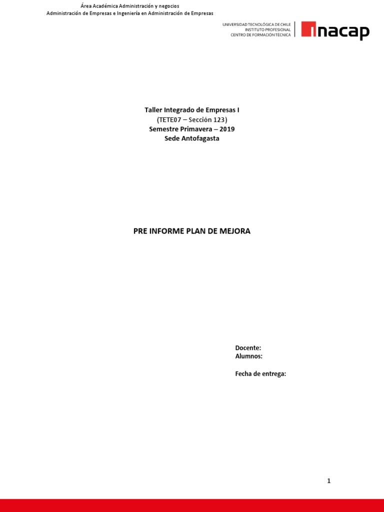 Informe Plan de Mejora MyPE Inacap | PDF | Casa funeraria | Gestión de ...