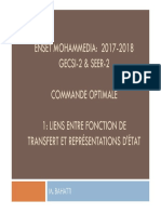Commande Optimale__ 1- Passage Fonction de Transfert vers Représentations d_état
