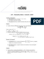 Gabarito de prova de matemática básica com 7 questões e soluções