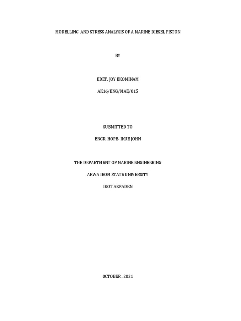 Marine Diesel Piston Stress Analysis | PDF | Piston | Stress (Mechanics)
