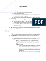 Torts Outline Intent, Battery, Assault, False Imprisonment, and Intentional Infliction