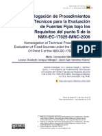 Homologación de Procedimientos Técnicos para La Evaluación de Fuentes Fijas Bajo Los Requisitos Del Punto 5 de La NMX-EC-17025-IMNC-2006