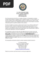 Download Application for Service Academy Nomination by Jim Webb SN54538519 doc pdf
