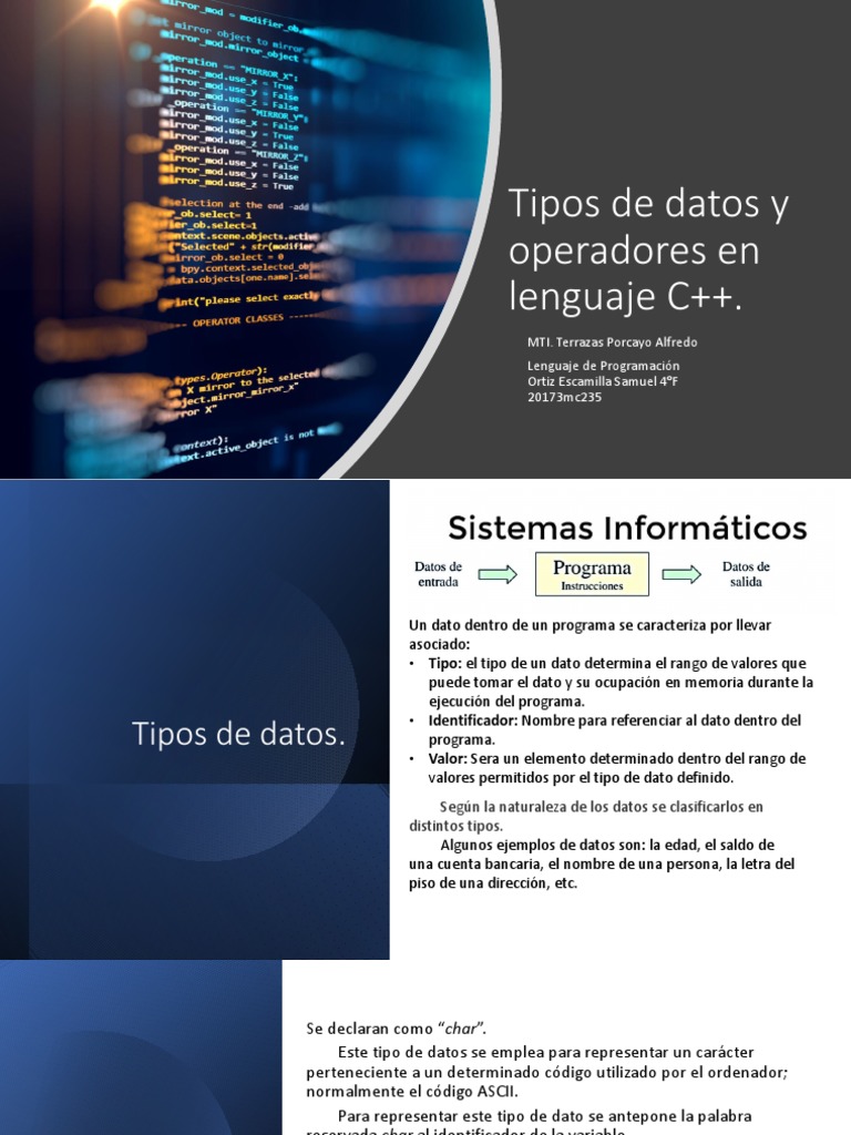 Tipos de Datos y Operadores en C++ | PDF | Tipo de datos | C