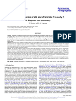 Activity Time Series of Old Stars From Late F To Early K: Astronomy Astrophysics