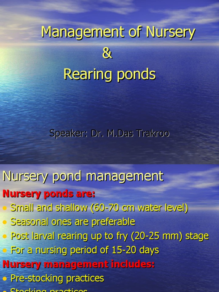 Management of Nursery & Rearing Ponds, PDF, Foods