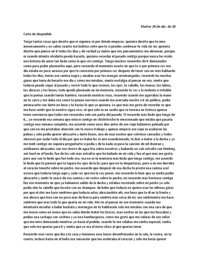 Carta de despedida: adiós a un amor | PDF | Amor | Las emociones