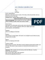 Children Literature Evaluation Form Informaitonal