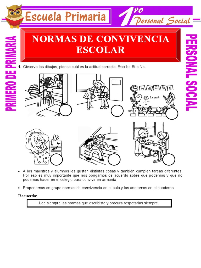 Normas de Convivencia Escolar Primaria | PDF | Crecimiento personal y ...