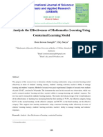 Analysis The Effectiveness of Mathematics Learning Using Contextual Learning Model