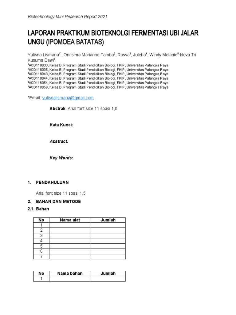 Laporan Praktikum Bioteknologi Tape UBI JALAR UNGU2021 - KEL 5-1 | PDF
