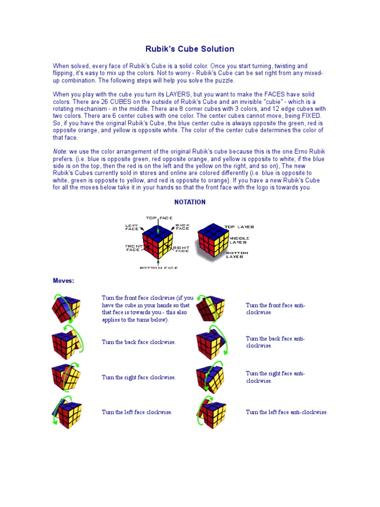 Step-by-Step Rubik's Cube Solution Guide | PDF | Teaching Mathematics