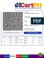 Covid-19 Vaccination Certificate: John Mark Huelva Japson