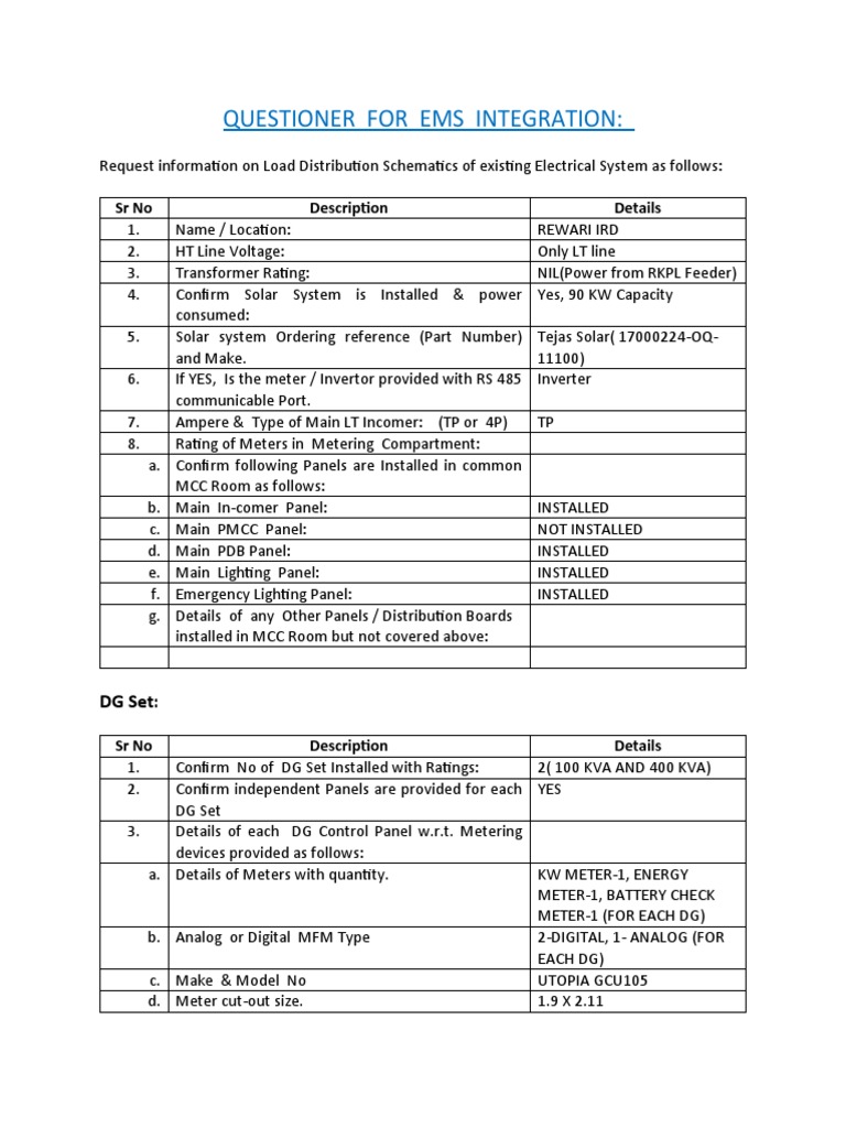 EMS Integration Load Distribution Details | PDF | Power Inverter ...