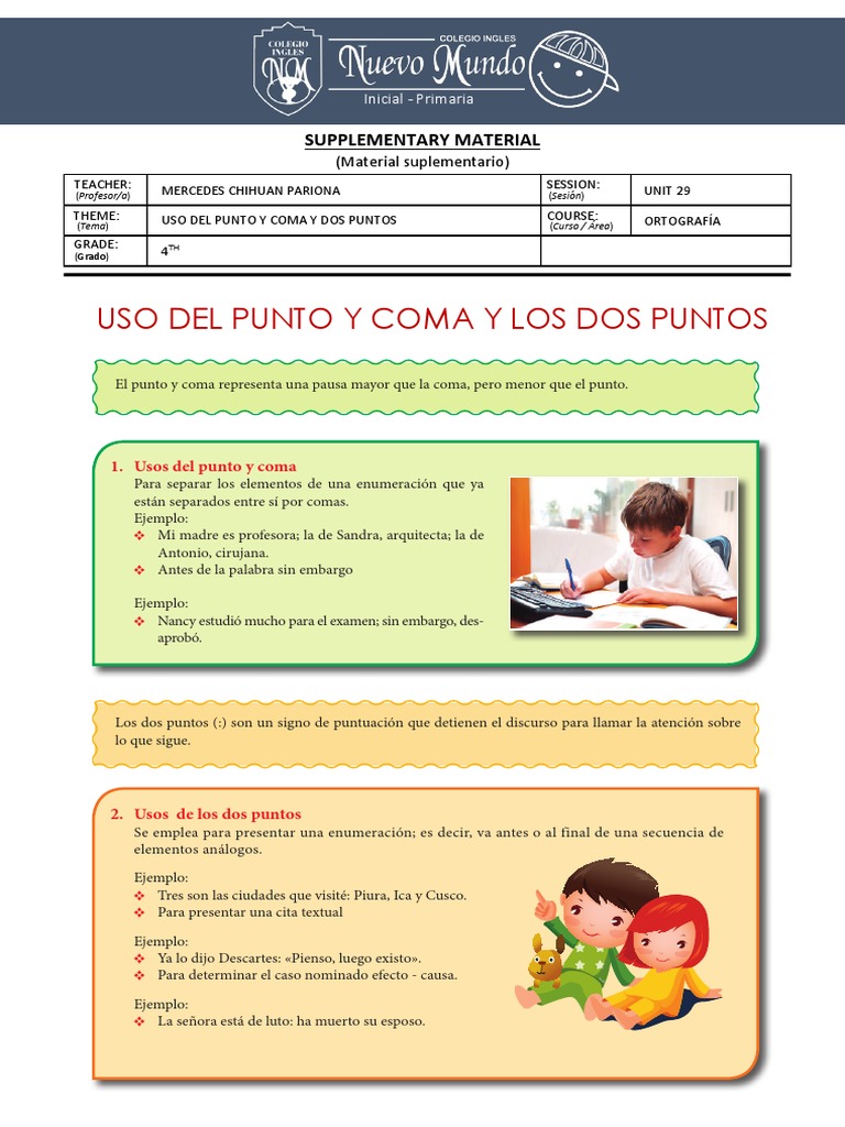 Uso Del Punto y Coma y Los Dos Puntos | PDF | Coma | Tipografía