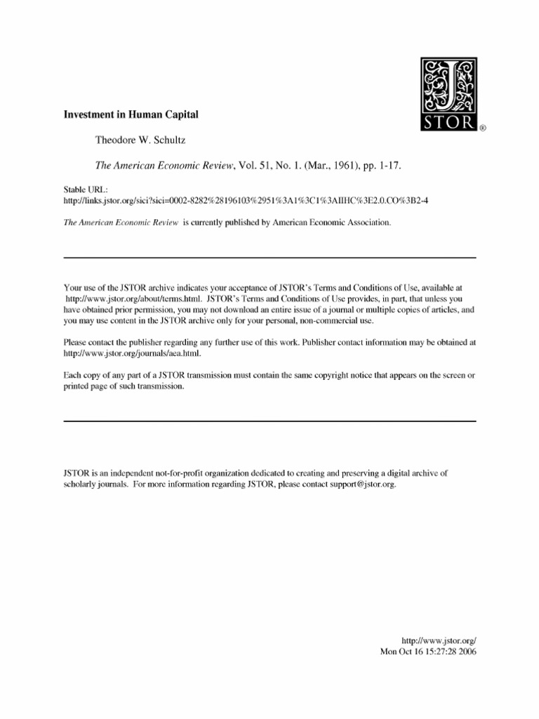 Schultz T Investment in Human Capital 61 | PDF
