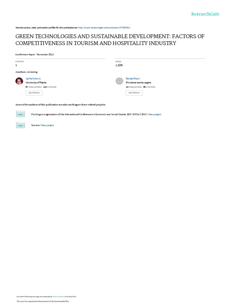 Green Technologies in Tourism Competitiveness | PDF | Sustainability ...