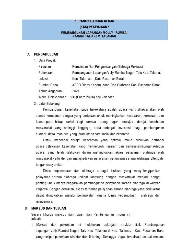 KAK Lapangan Voly Rumbai | PDF