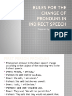 Rules For The Change of Pronouns in Indirect