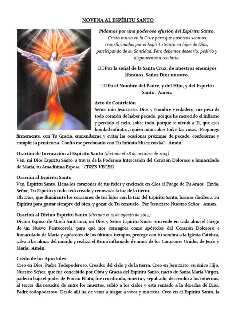 Novena Al Espíritu Santo PDF María, madre de Jesús orador del Señor