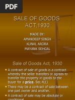 Sale of Goods ACT, 1930