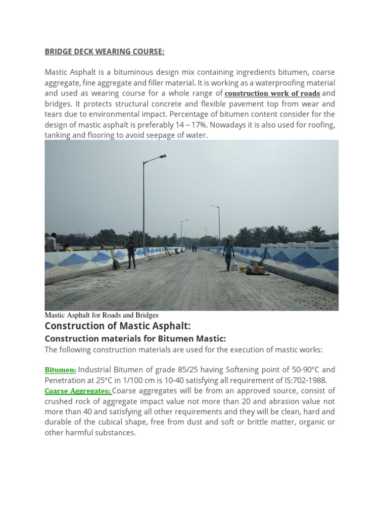 Bridge Deck Wearing Course Construction of Mastic Asphalt PDF