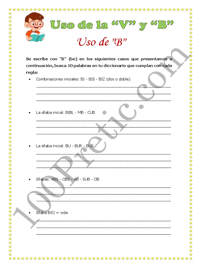 Uso de "B" y "V" en español | PDF | Artes del Lenguaje y Comunicación