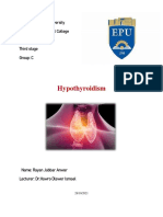 Hypothyroidism: Erbil Polytechnic University Erbil Health Technical College MLT Department Third Stage Group: C