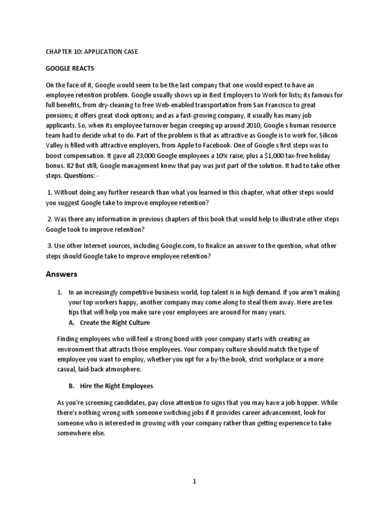 Application Case Chapter 10 HRM | PDF | Employee Retention 