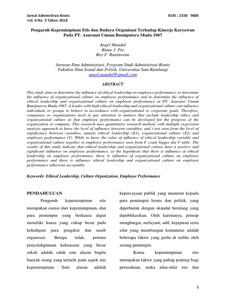 Ethical Leadership and Employee Performance | PDF | Leadership | Leadership