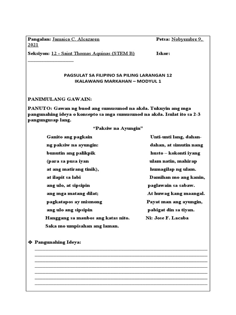2nd Quarter MODYUL 1 PAGSULAT | PDF