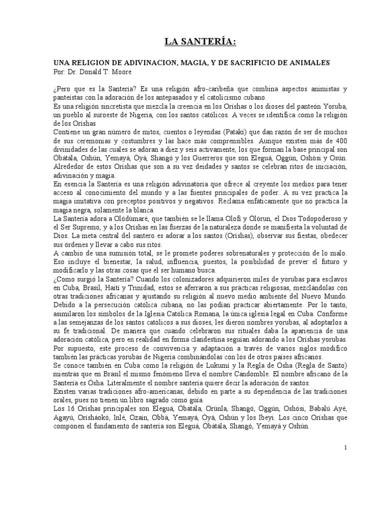 La Santeria Pdf Demonios Sacrificio