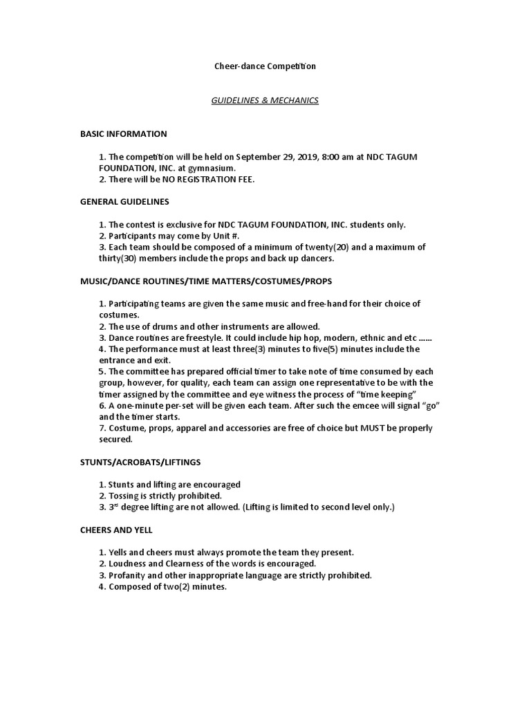 NDC Cheer-Dance Competition Guidelines | PDF