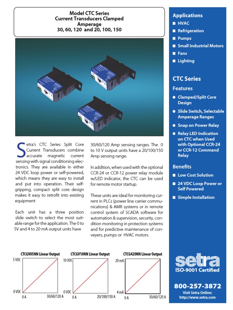 CTC Current Transducer Data Sheet PDF Relay Programmable Logic