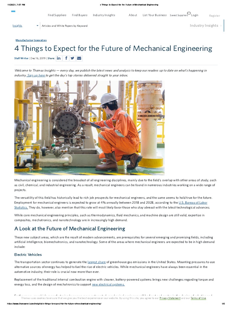 4 Things To Expect For The Future of Mechanical Engineering | PDF ...