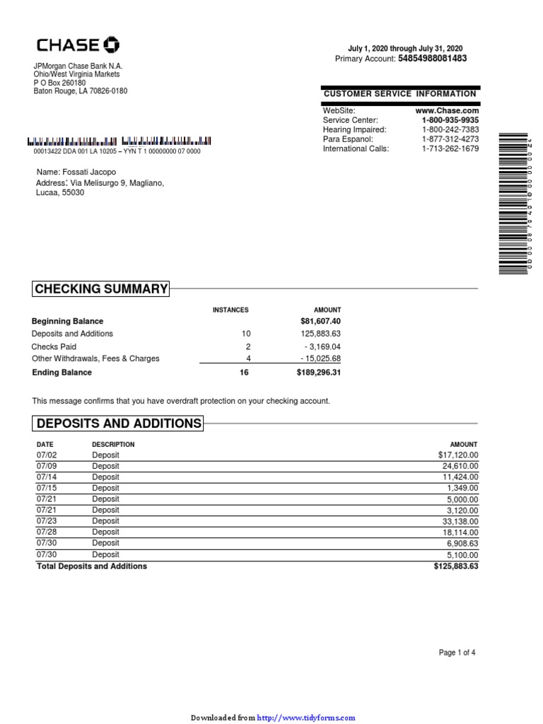 July 2020 Bank Statement Summary | PDF | Cheque | Financial Transaction