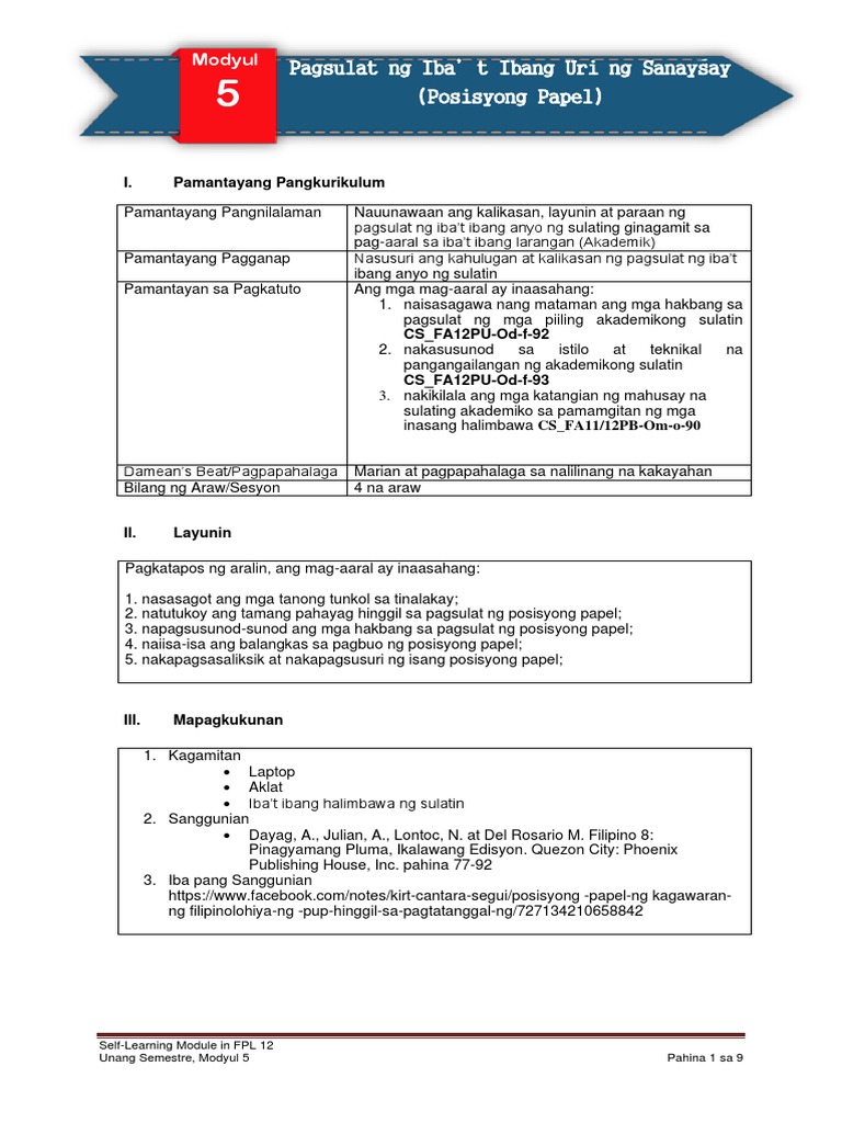 FPL Modyul 5 | PDF