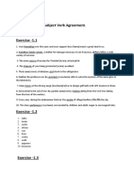 UNIT-1 Subject Verb Agreement. Beginner Level Exercise - 1.1