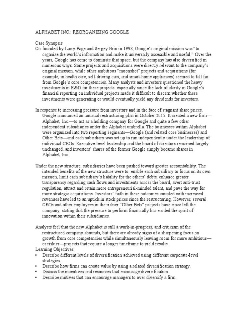 Alphabet Inc PDF Alphabet Inc. Business