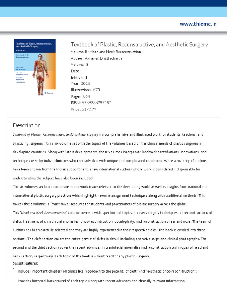 Textbook of Plastic, Reconstructive, and Aesthetic Surgery PDF