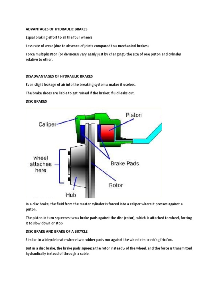 Advantages of Hydraulic Brakes PDF