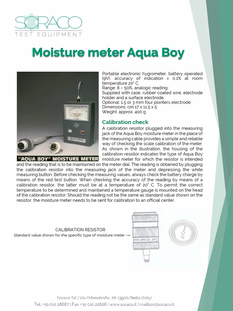 Aqua Boy Moisture Meter Calibration Guide | PDF | Calibration | Resistor