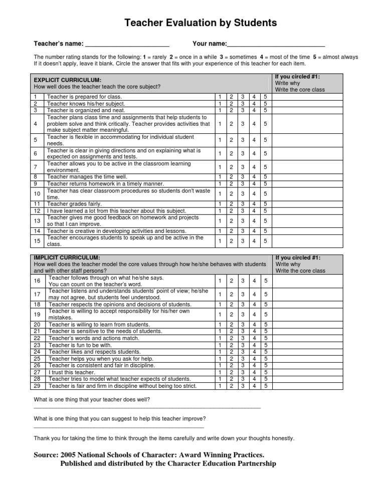 Student Evaluation of Teacher Performance | PDF | Homework | Teachers