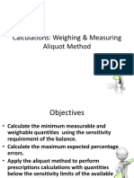 Calculations: Weighing & Measuring Aliquot Method