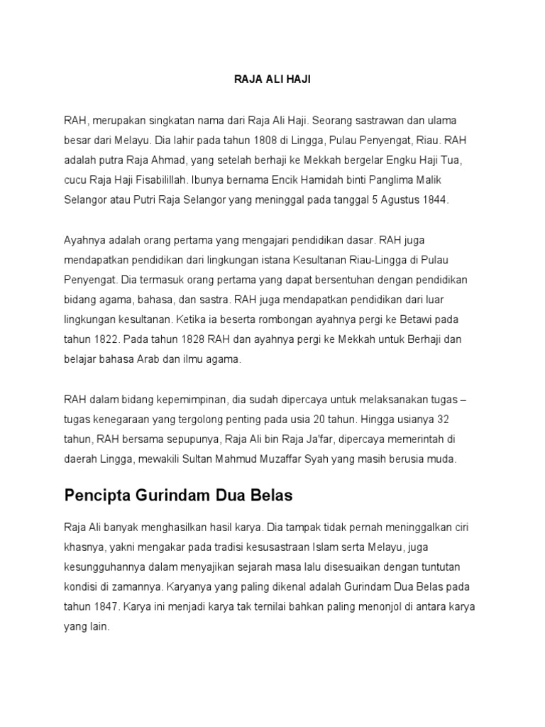 Raja Ali Haji | PDF | Perjalanan | Sejarah