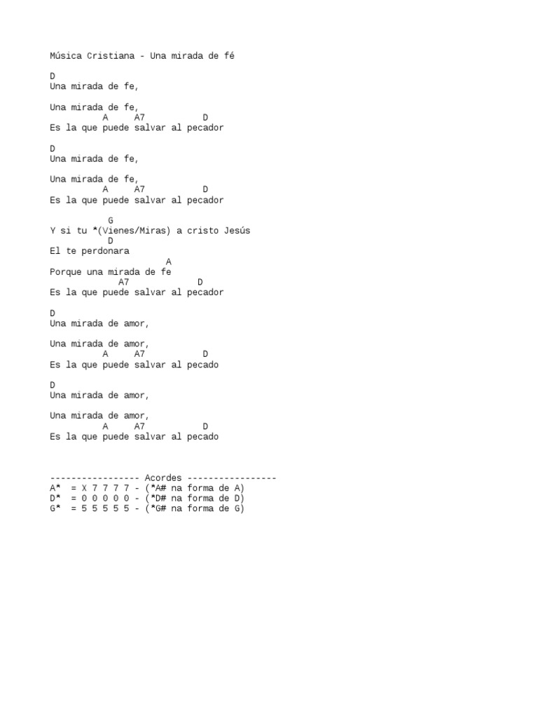 Acordes y letra: Una mirada de fe | PDF